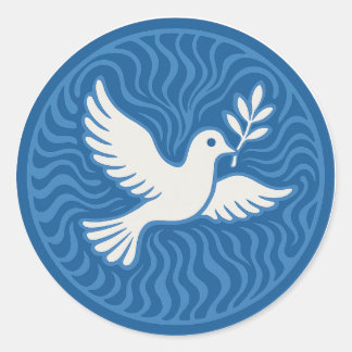 Adesivo Redondo Peace Dove Blue Wave Emblem Vinyl Sticker