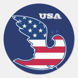 Adesivo Redondo Peace Dove USA Patriotic Design