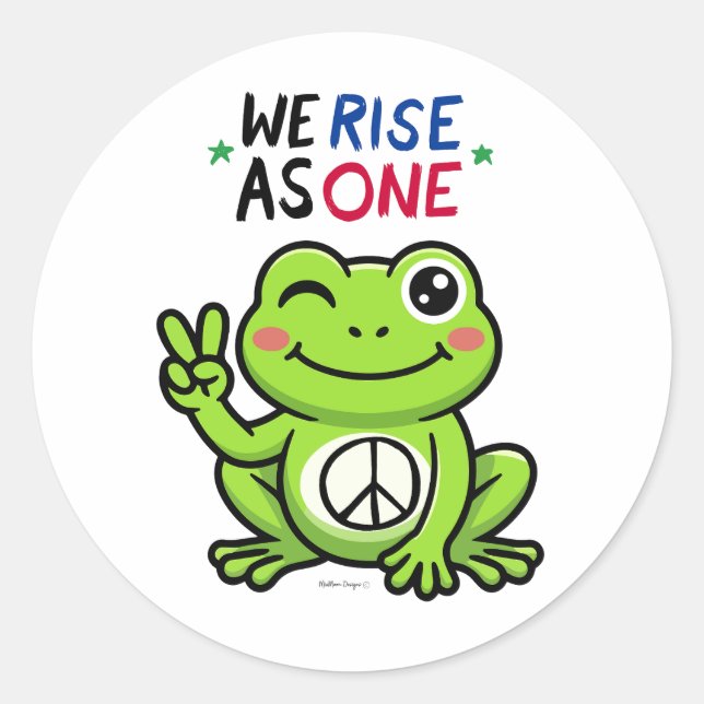 ADESIVO REDONDO PEACE FROG - WE RISE AS ONE STICKERS (Frente)