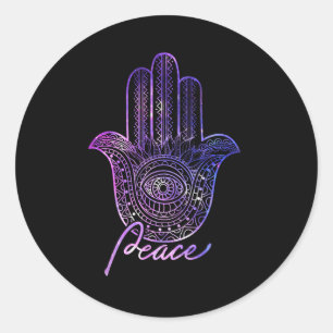 Adesivo Redondo Peace Hamsa Yoga Gym
