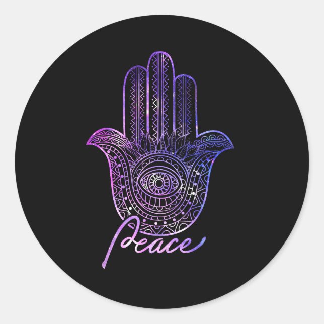 Adesivo Redondo Peace Hamsa Yoga Gym (Frente)