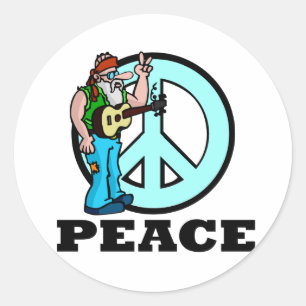 Adesivo Redondo Peace Hippie