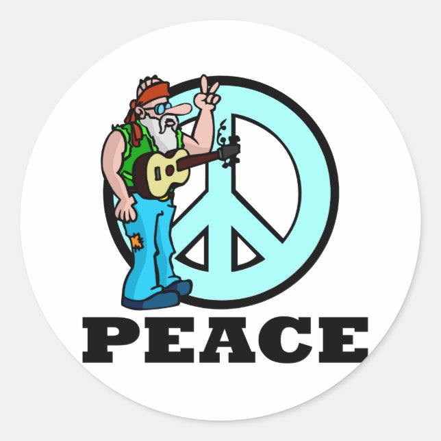 Adesivo Redondo Peace Hippie (Frente)