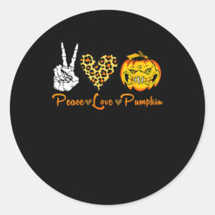 Adesivo Redondo Peace Lepard Love Scarpkin Pumpkin Halloween Costu