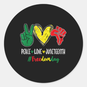 Adesivo Redondo Peace Love 19 de junho de 1865 Dia da Liberdade 19
