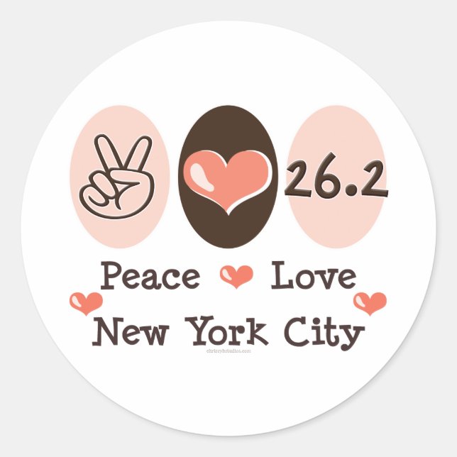 Adesivo Redondo Peace Love 26.2 Stickers (Frente)