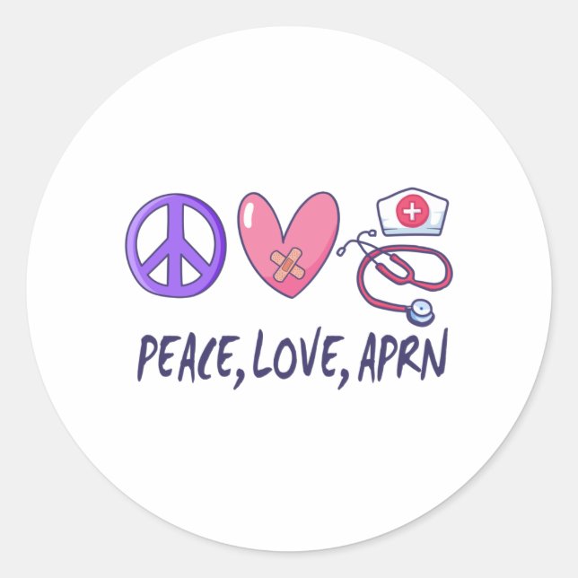 Adesivo Redondo Peace Love APRN (Frente)