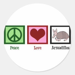 Adesivo Redondo Peace Love Armadillos