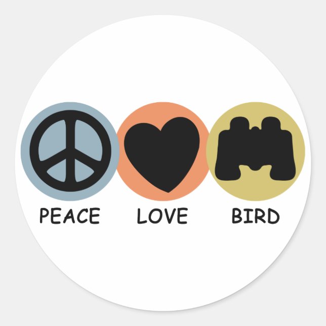 Adesivo Redondo Peace Love Bird (Frente)
