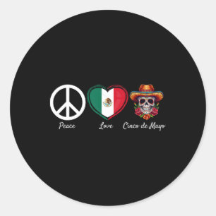 Adesivo Redondo Peace Love Cinco De Mayo Mexicano 5