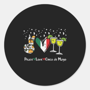 Adesivo Redondo Peace Love Cinco De Mayo Party Fiesta Mulher Mexic