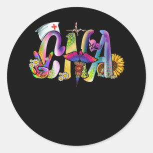 Adesivo Redondo Peace Love CNA Enfermeira certificada por enfermei