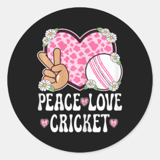 Adesivo Redondo Peace Love Cricket Lover Cow Print Women Girls Cut