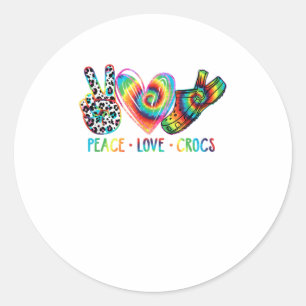 Adesivo Redondo Peace Love crocs Funny Gift