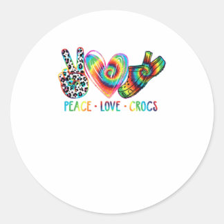 Adesivo Redondo Peace Love crocs Funny Gift