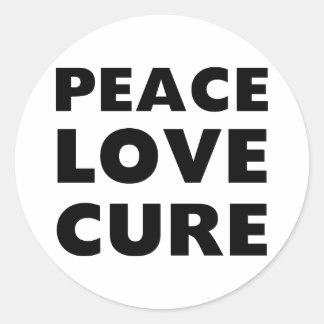 Adesivo Redondo Peace Love Cure