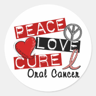 Adesivo Redondo Peace Love Cure Oral Cancer