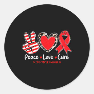 Adesivo Redondo Peace Love Cure Sangue Awarness Support 1