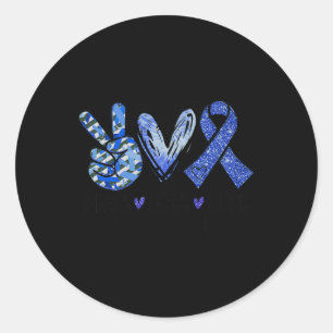 Adesivo Redondo Peace Love Cure Type 1 Diabetes Sensibilização T1d