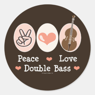 Adesivo Redondo Peace Love Double Bass Stickers