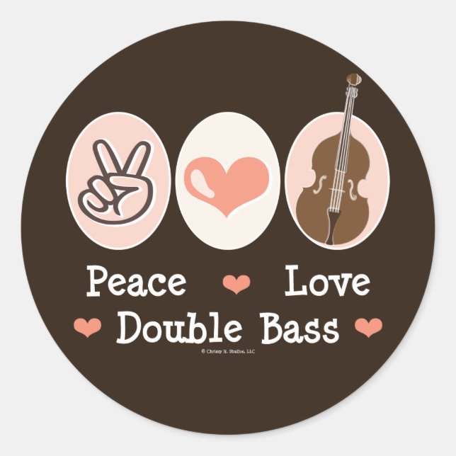 Adesivo Redondo Peace Love Double Bass Stickers (Frente)
