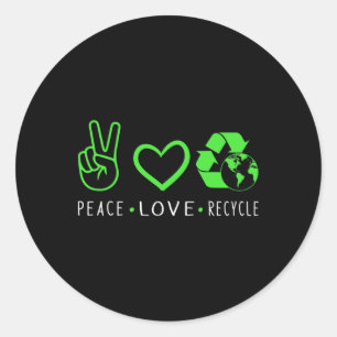 Adesivo Redondo Peace Love Earth Day Engraçado Professores de cita