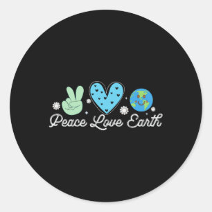 Adesivo Redondo Peace Love Earth Day Groovy Hippie Retro Vintage N