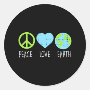 Adesivo Redondo Peace Love Earth Legal Hippie Hippy