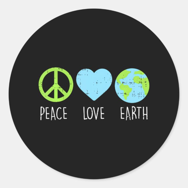 Adesivo Redondo Peace Love Earth Legal Hippie Hippy (Frente)