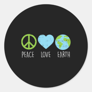 Adesivo Redondo Peace Love Earth Legal Hippie Hippy Environmentali
