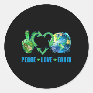 Adesivo Redondo Peace Love Earth Planet Happy 54 anos Env