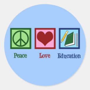 Adesivo Redondo Peace Love Education