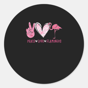Adesivo Redondo Peace Love Flamingo Flamingo Lover