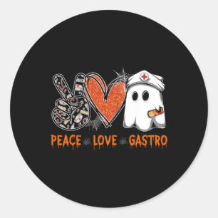 Adesivo Redondo Peace Love Gastro-Fantasma Enfermeira Gastroentero