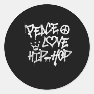 Adesivo Redondo Peace Love Hip Hop Dancing 1