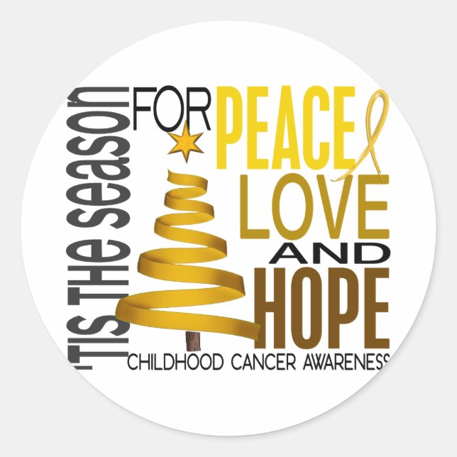 Adesivo Redondo Peace Love Hope Christmas Holiday Cancer (Frente)