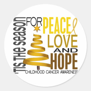 Adesivo Redondo Peace Love Hope Christmas Holiday Cancer