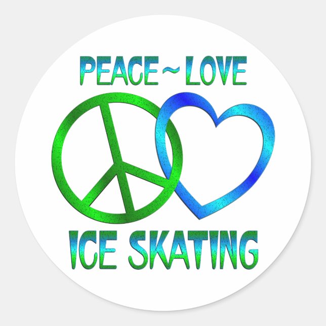 Adesivo Redondo Peace Love ICE SKATING (Frente)