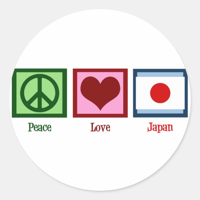 Adesivo Redondo Peace Love Japão (Frente)