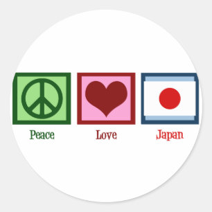 Adesivo Redondo Peace Love Japão