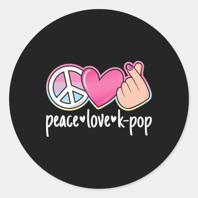 Adesivo Redondo Peace Love K-Pop Cute Music Anime Lover (Frente)
