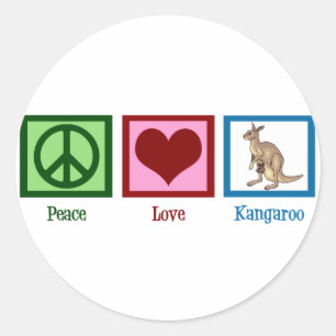 Adesivo Redondo Peace Love Kangaroo