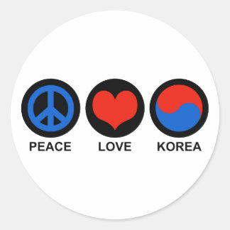 Adesivo Redondo Peace Love Korea