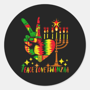 Adesivo Redondo Peace Love Kwanzaa African American Heritage Happy