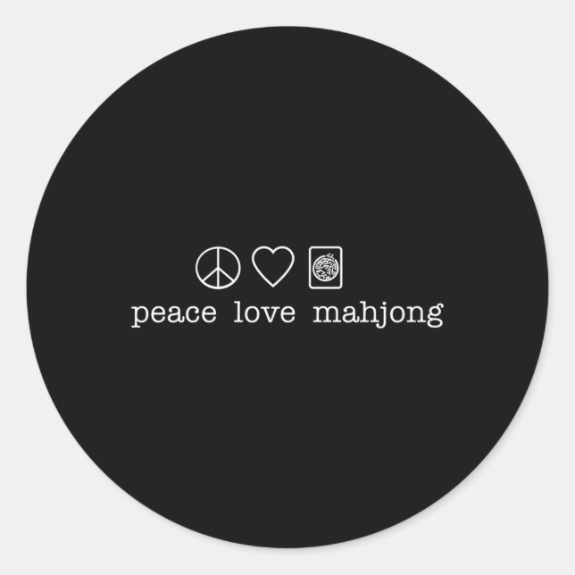 Adesivo Redondo Peace Love Mahjong (Frente)