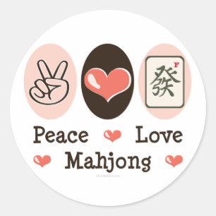 Adesivo Redondo Peace Love Mahjong Sticker