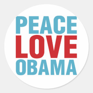 Adesivo Redondo Peace Love Obama
