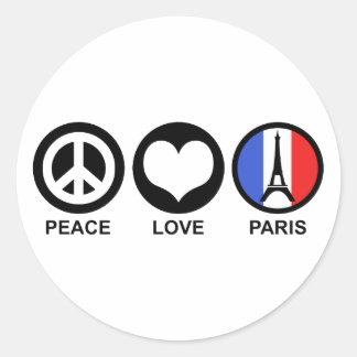 Adesivo Redondo Peace Love Paris