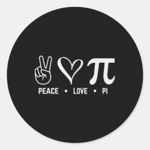Adesivo Redondo Peace Love Pi Day Math Lover