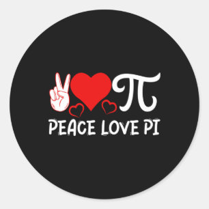 Adesivo Redondo Peace Love Pi I Pi - Símbolo I Pi